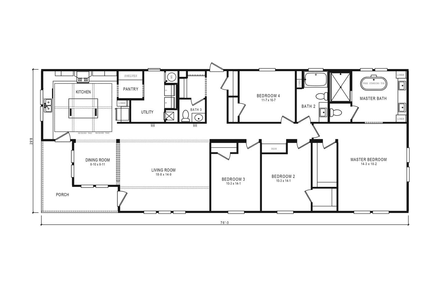 Floor plan for 1440 SOUTHERN BELLE 4BR HUD
