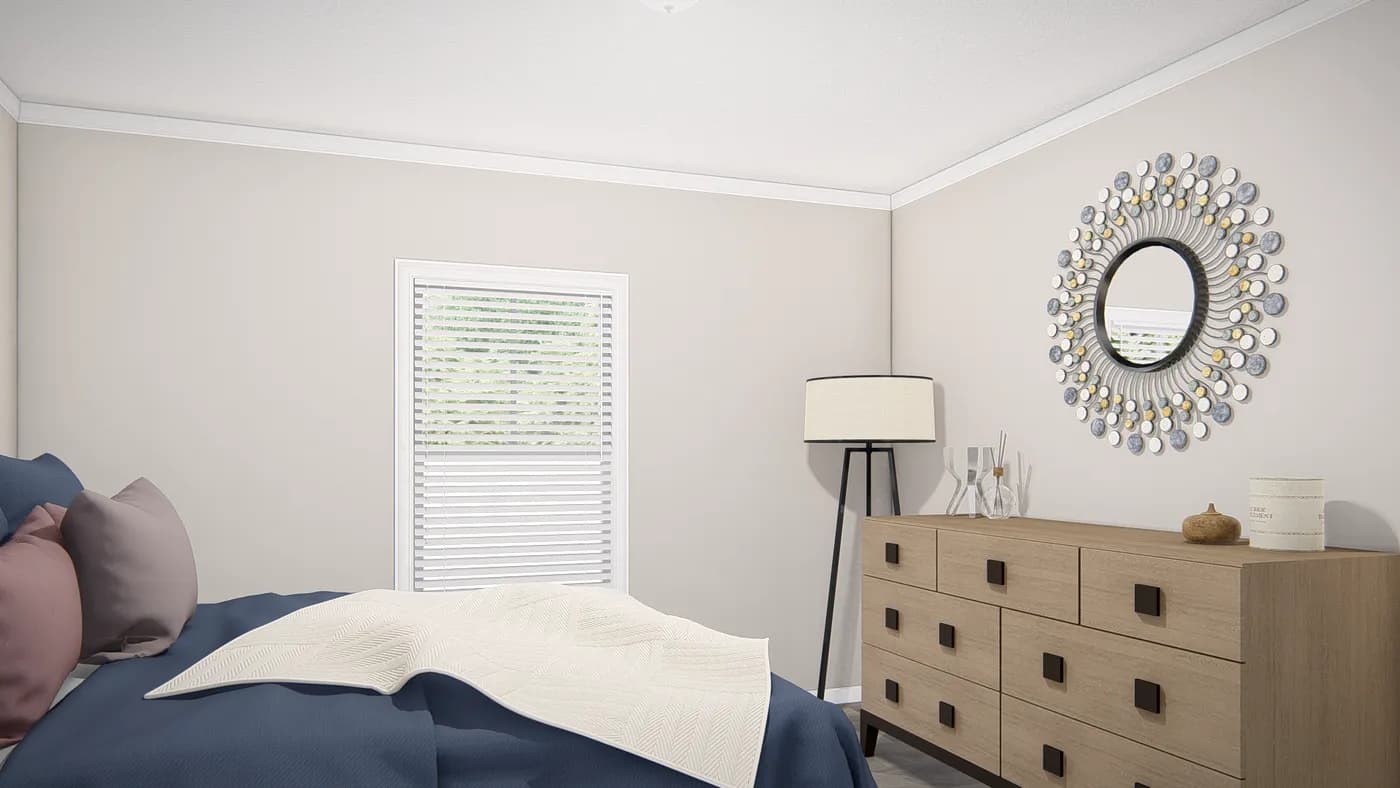 The THE RIVIERA Bedroom. This Manufactured Mobile Home features 4 bedrooms and 2 baths.