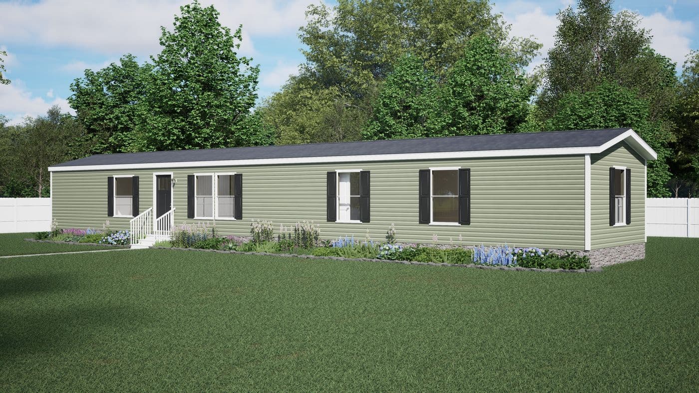 The RALLY Exterior. This Manufactured Mobile Home features 3 bedrooms and 2 baths.