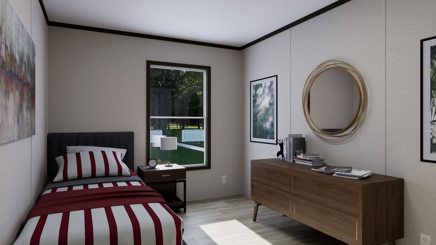 The PURPOSE Exterior. This Manufactured Mobile Home features 4 bedrooms and 2 baths.