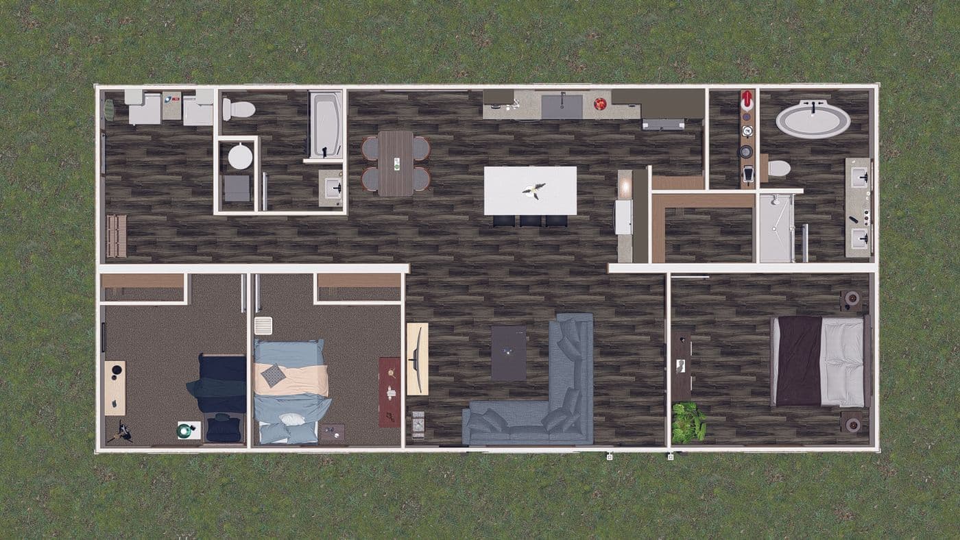 The EMILIE Exterior. This Manufactured Mobile Home features 3 bedrooms and 2 baths.