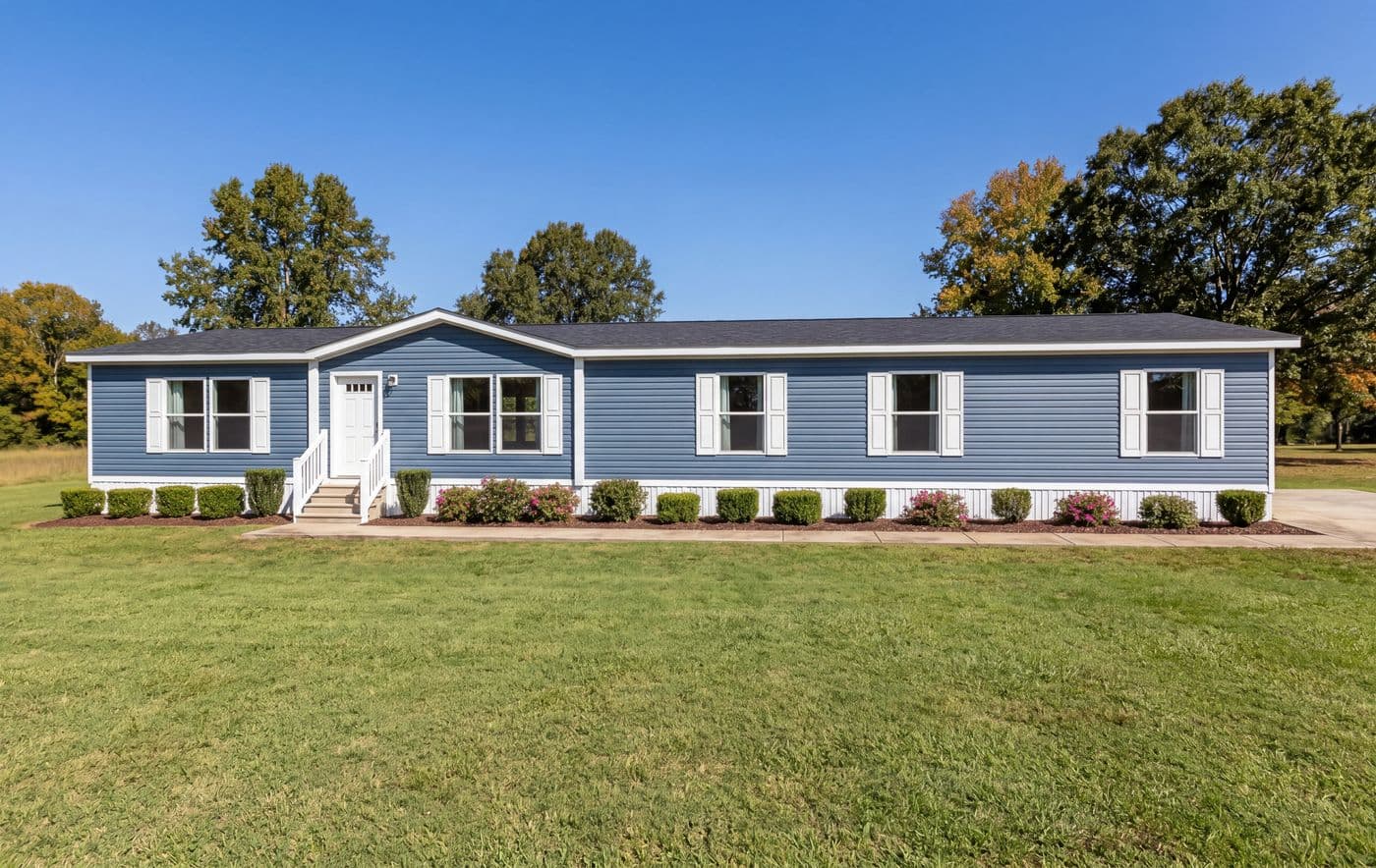 The THE MOUNTAINEER 76 Exterior. This Manufactured Mobile Home features 4 bedrooms and 2 baths.