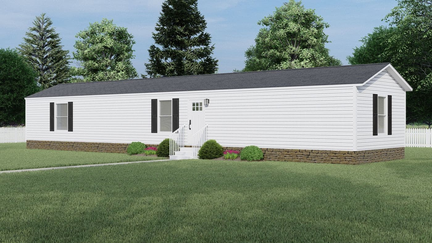 The CLARK 16X66 Exterior. This Manufactured Mobile Home features 3 bedrooms and 2 baths.