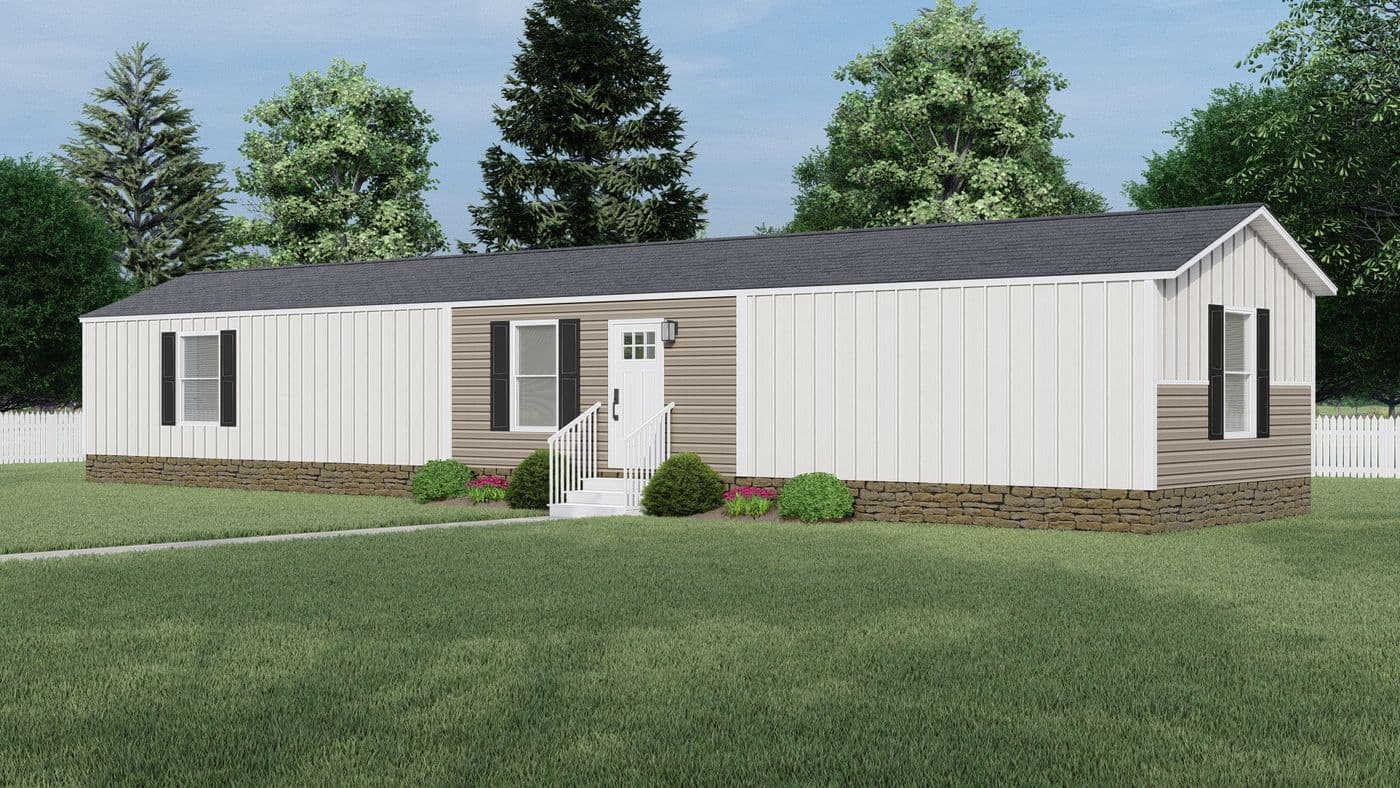 The CLARK 7016-1066 Exterior. This Manufactured Mobile Home features 3 bedrooms and 2 baths.