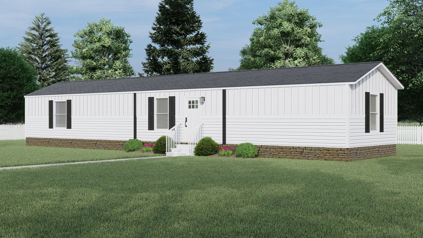 The CLARK 16X66 Exterior. This Manufactured Mobile Home features 3 bedrooms and 2 baths.