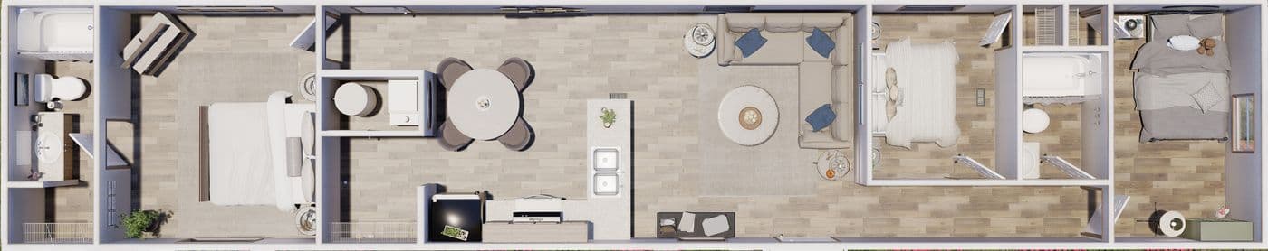 The HICKORY Exterior. This Manufactured Mobile Home features 3 bedrooms and 2 baths.