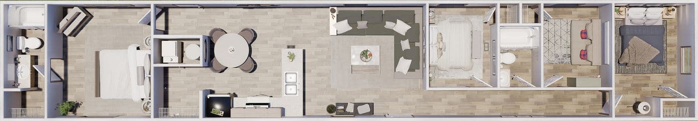 The CYPRESS Floor Plan. This Manufactured Mobile Home features 4 bedrooms and 2 baths.