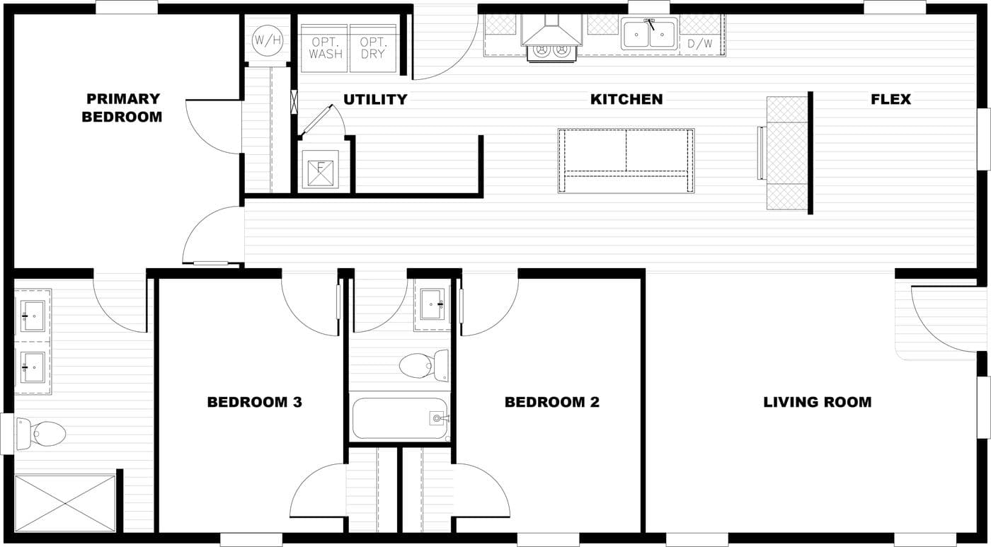 Floor plan for Brand New Land + Home Package in Overton 3 Bed 2 B