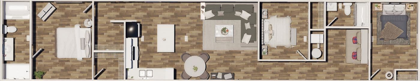 The BIRCH Floor Plan. This Manufactured Mobile Home features 3 bedrooms and 2 baths.