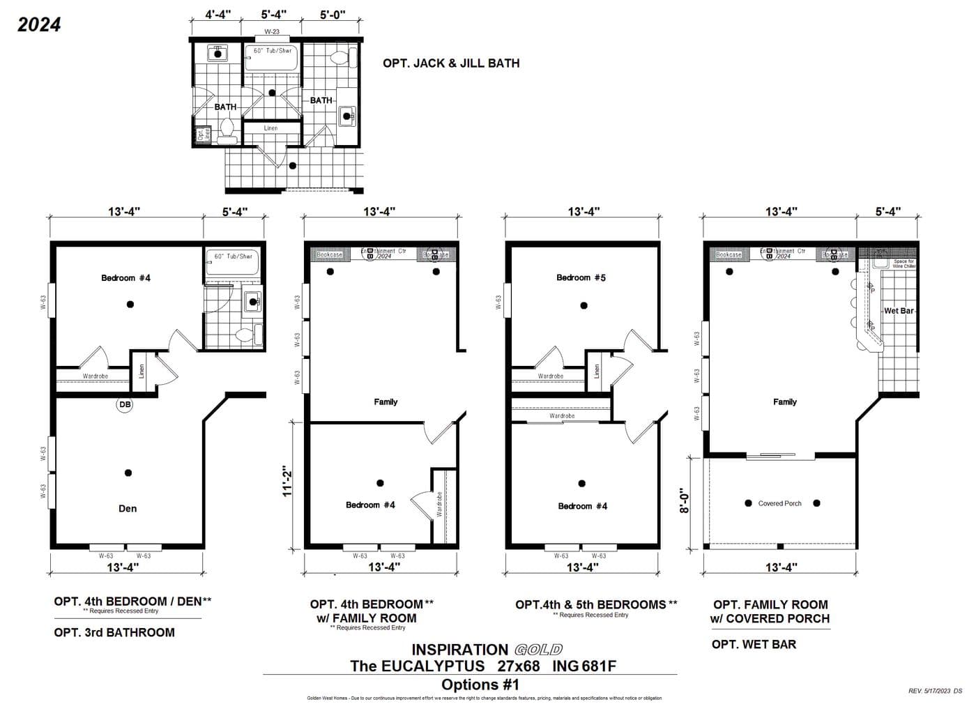 The ING681F EUCALYPTUS GW Floor Plan. This Manufactured Mobile Home features 3 bedrooms and 2 baths.