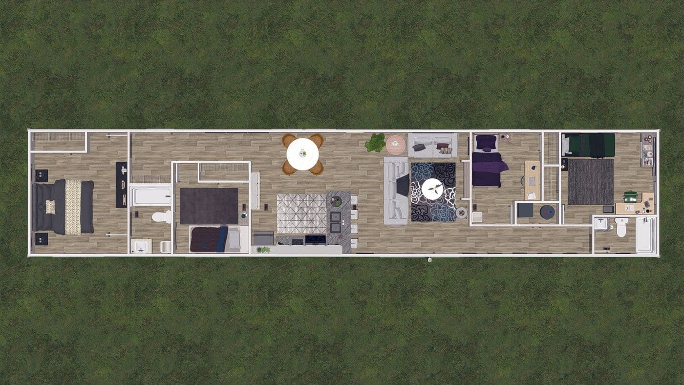 The BLAZER 76 4A Floor Plan. This Manufactured Mobile Home features 4 bedrooms and 2 baths.