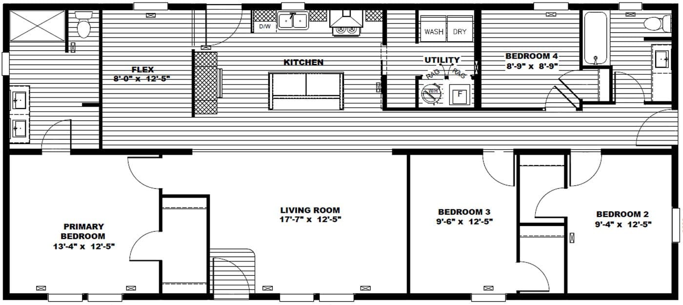 Floor plan for Stunning 4 bed, 2 bath move in ready