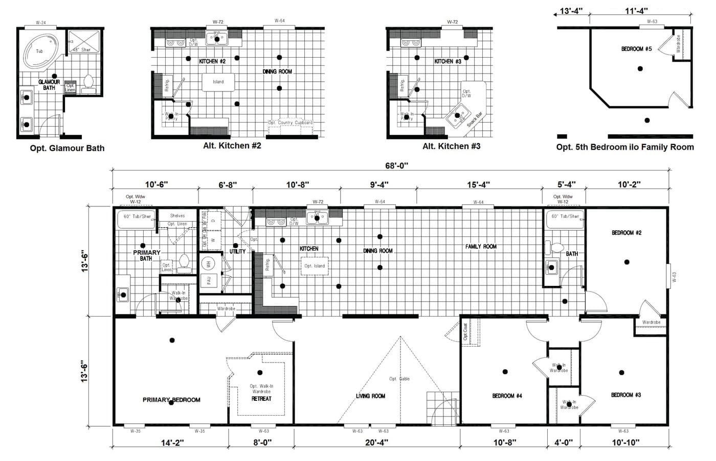 Floor plan for DRM682F 68' DREAM