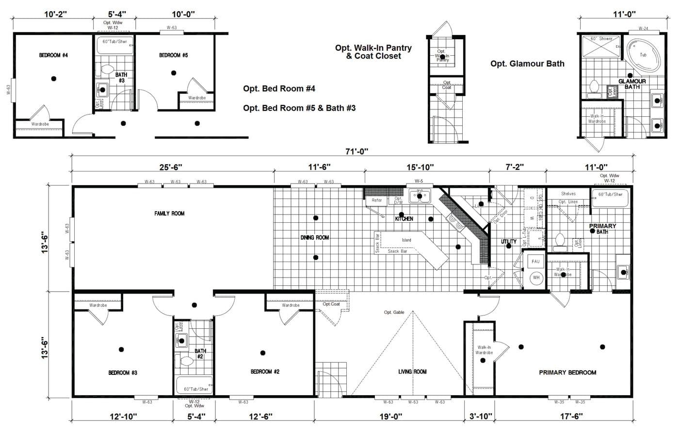Floor plan for DRM711F 71' DREAM