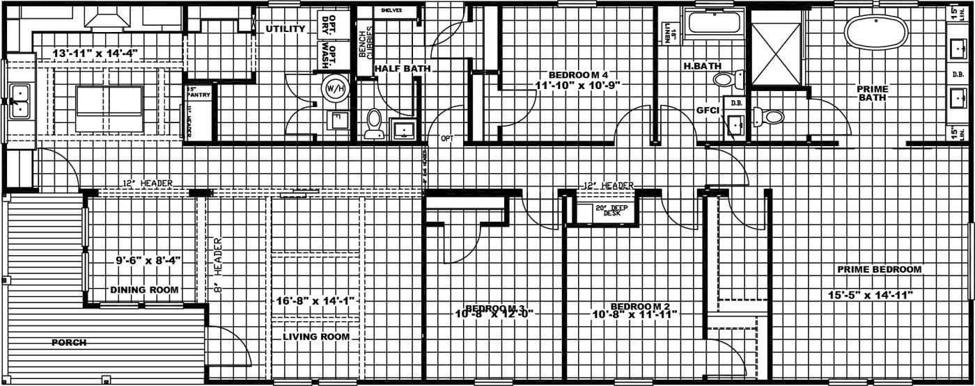 Floor plan for SOUTHERN CHARM 4 BR