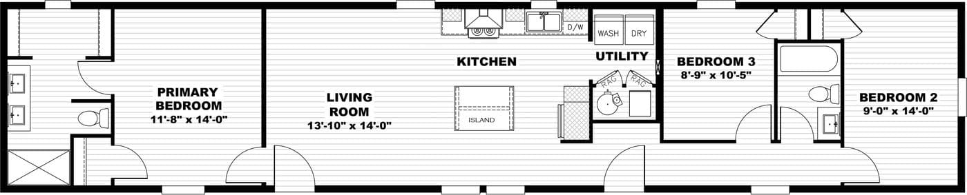Floor plan for 3 Beds/ 2 Baths- The Epiphany