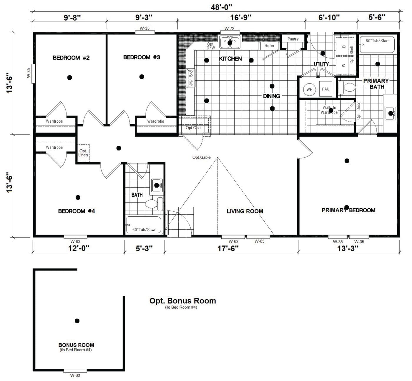 Floor plan for DRM486F 48' DREAM