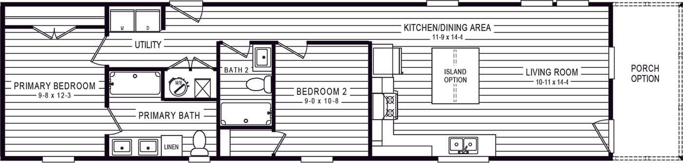 Floor plan for 4200 "SOUTHPORT" 58'4X16