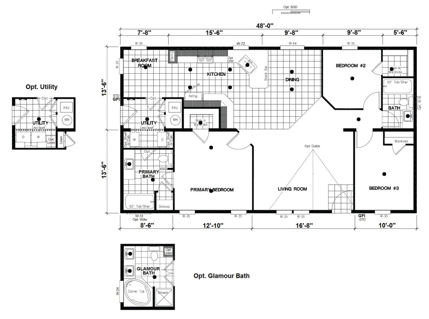 Floor plan for DRM483F 48' DREAM