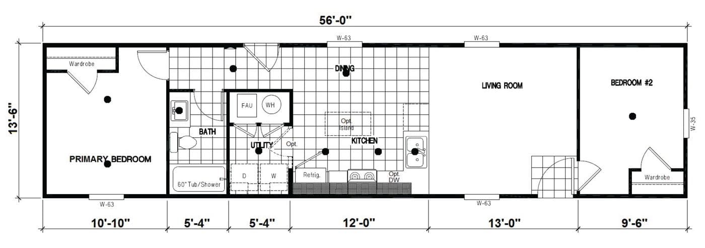 Floor plan for DRM561M 56' DREAM