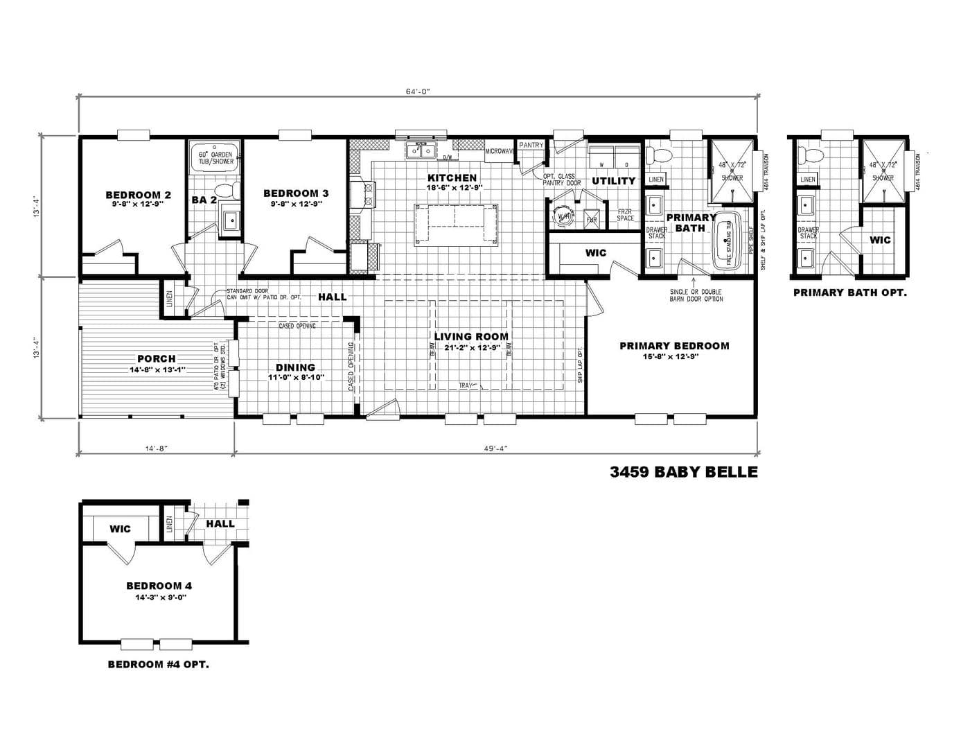 Floor plan for 3459 BABY BELLE MOD