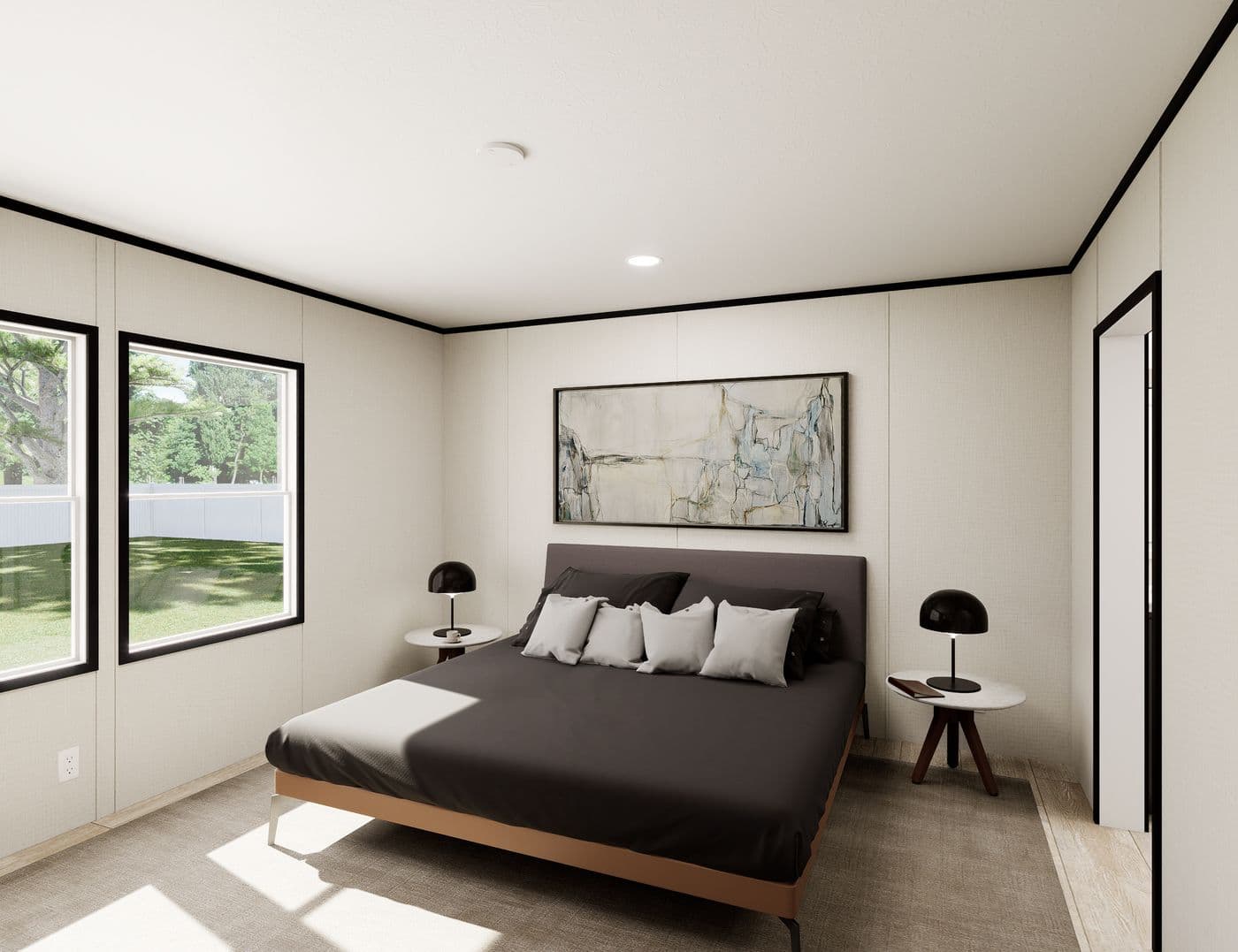 The ULTRA FLEX Primary Bedroom. This Manufactured Mobile Home features 3 bedrooms and 2 baths.
