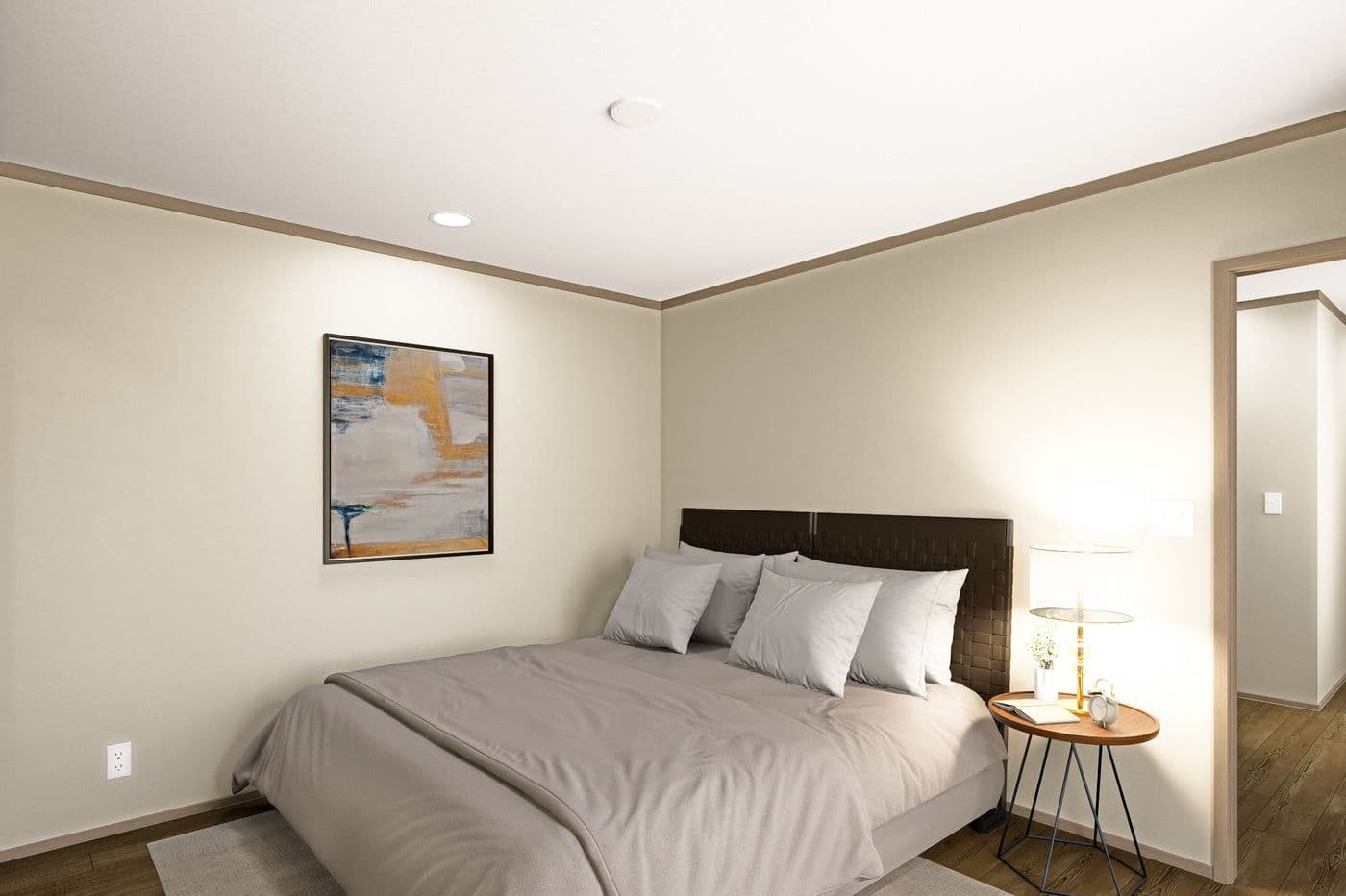 The CORTES Primary Bedroom. This Manufactured Mobile Home features 2 bedrooms and 2 baths.