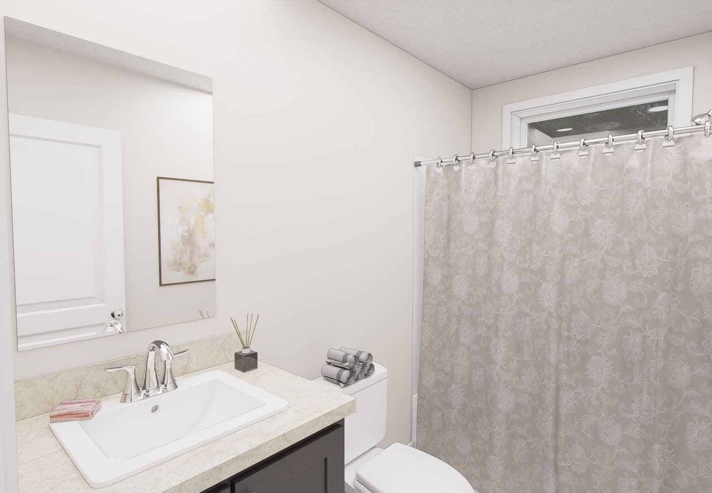 The 5022 IMAGINE Guest Bathroom. This Manufactured Mobile Home features 3 bedrooms and 2 baths.