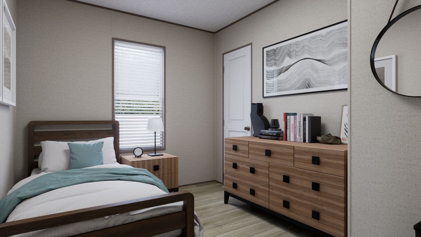 The ROCKY VALLEY Guest Bedroom. This Manufactured Mobile Home features 3 bedrooms and 2 baths.