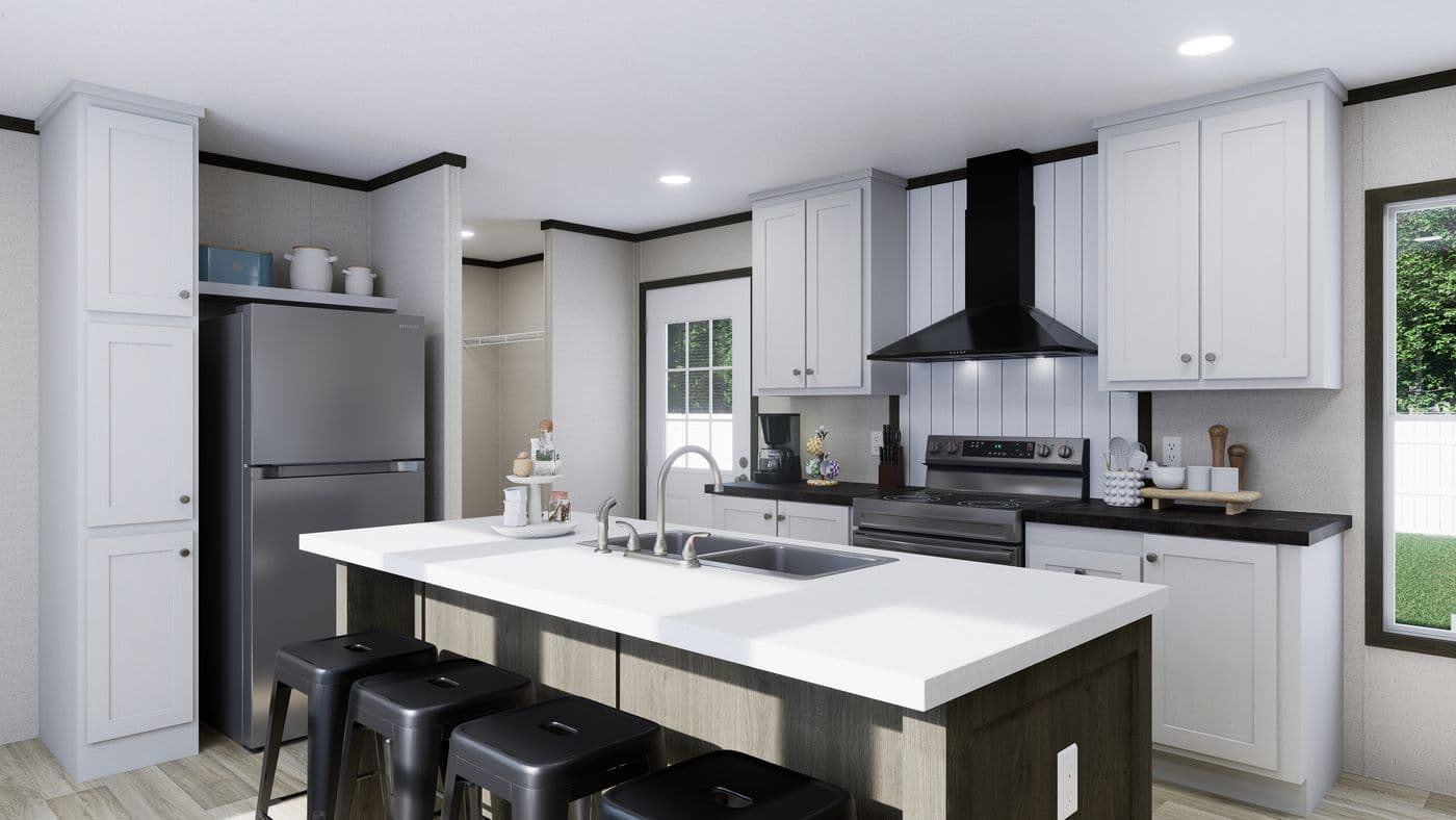 The THE SPARK Kitchen. This Manufactured Mobile Home features 3 bedrooms and 2 baths.