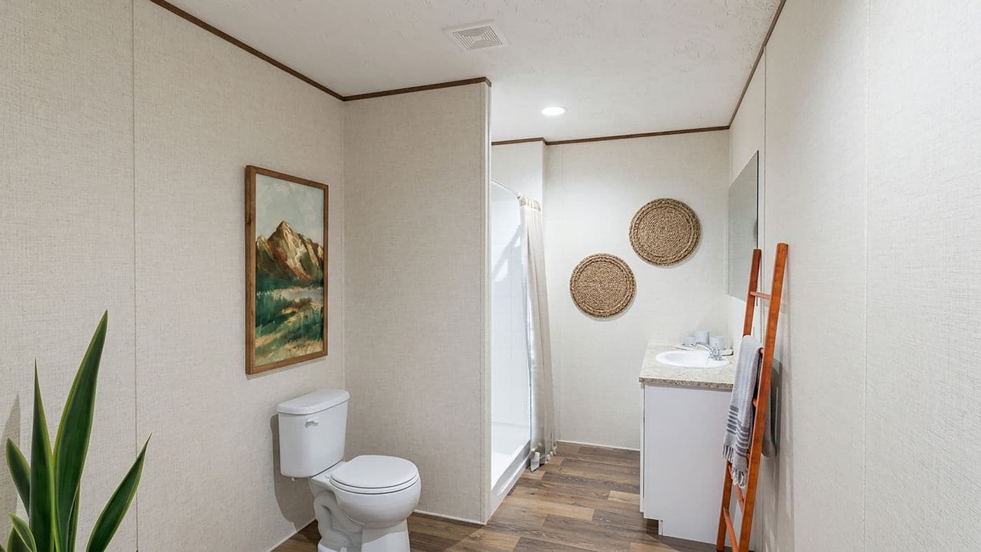The MAPLE Primary Bathroom. This Manufactured Mobile Home features 3 bedrooms and 2 baths.