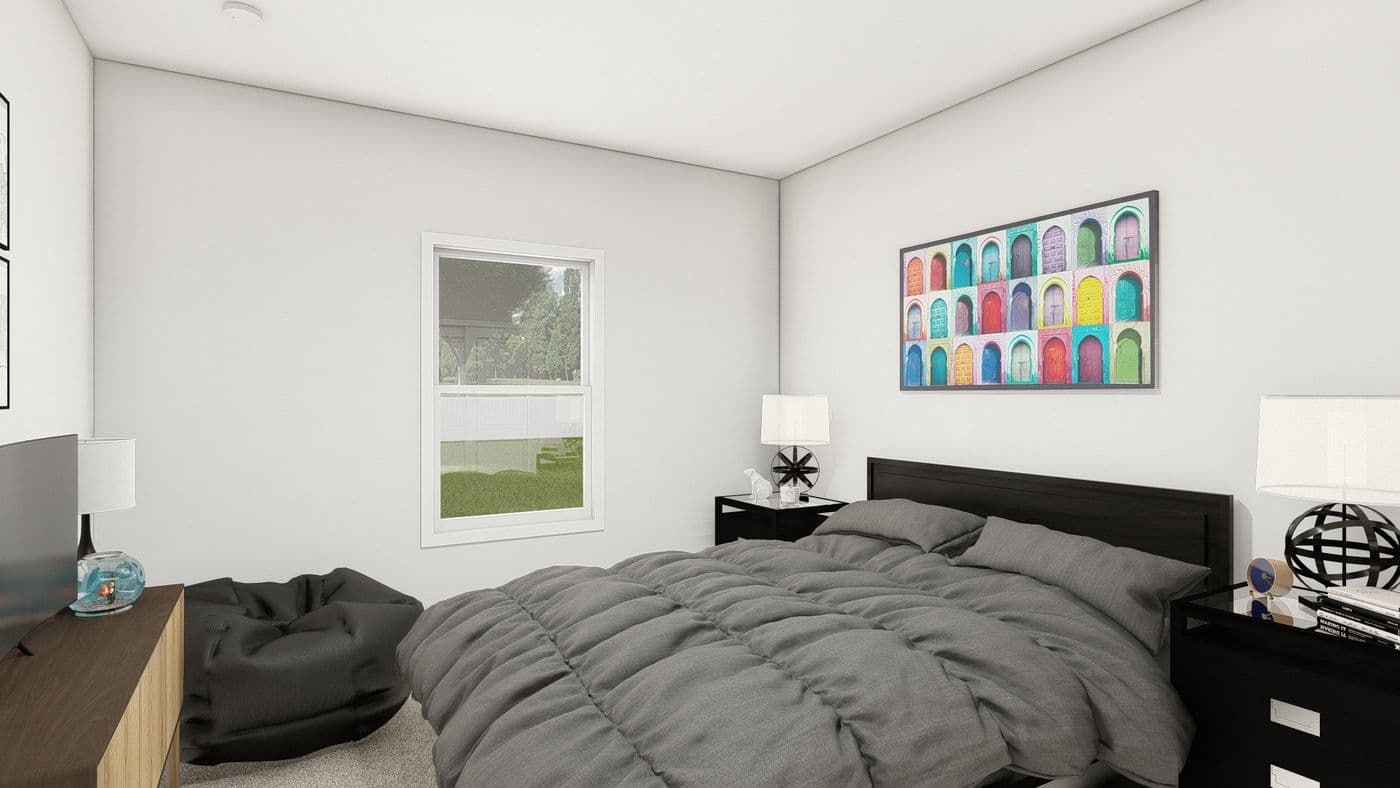 The ING621K TAMARACK GW Bedroom. This Manufactured Mobile Home features 3 bedrooms and 2 baths.