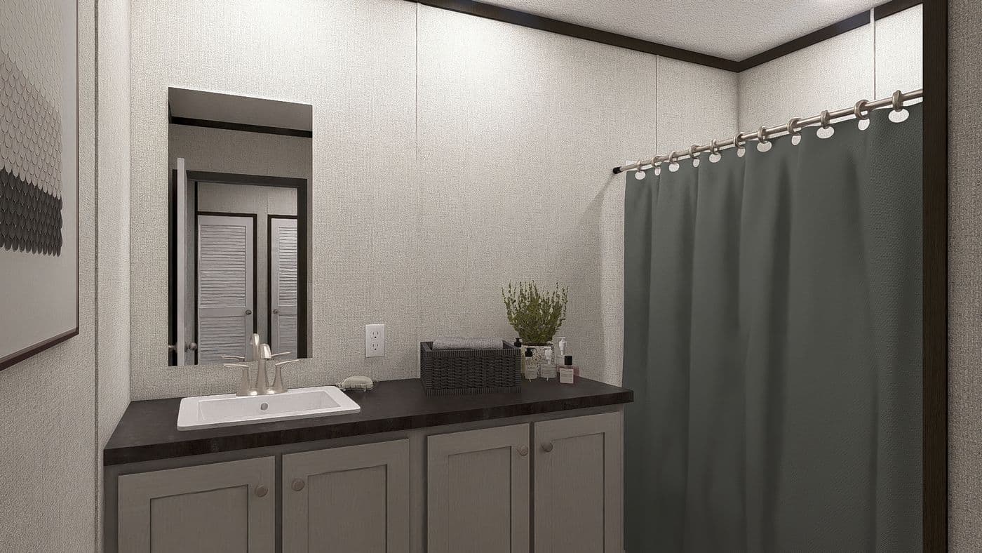 The REVEAL Guest Bathroom. This Manufactured Mobile Home features 3 bedrooms and 2 baths.