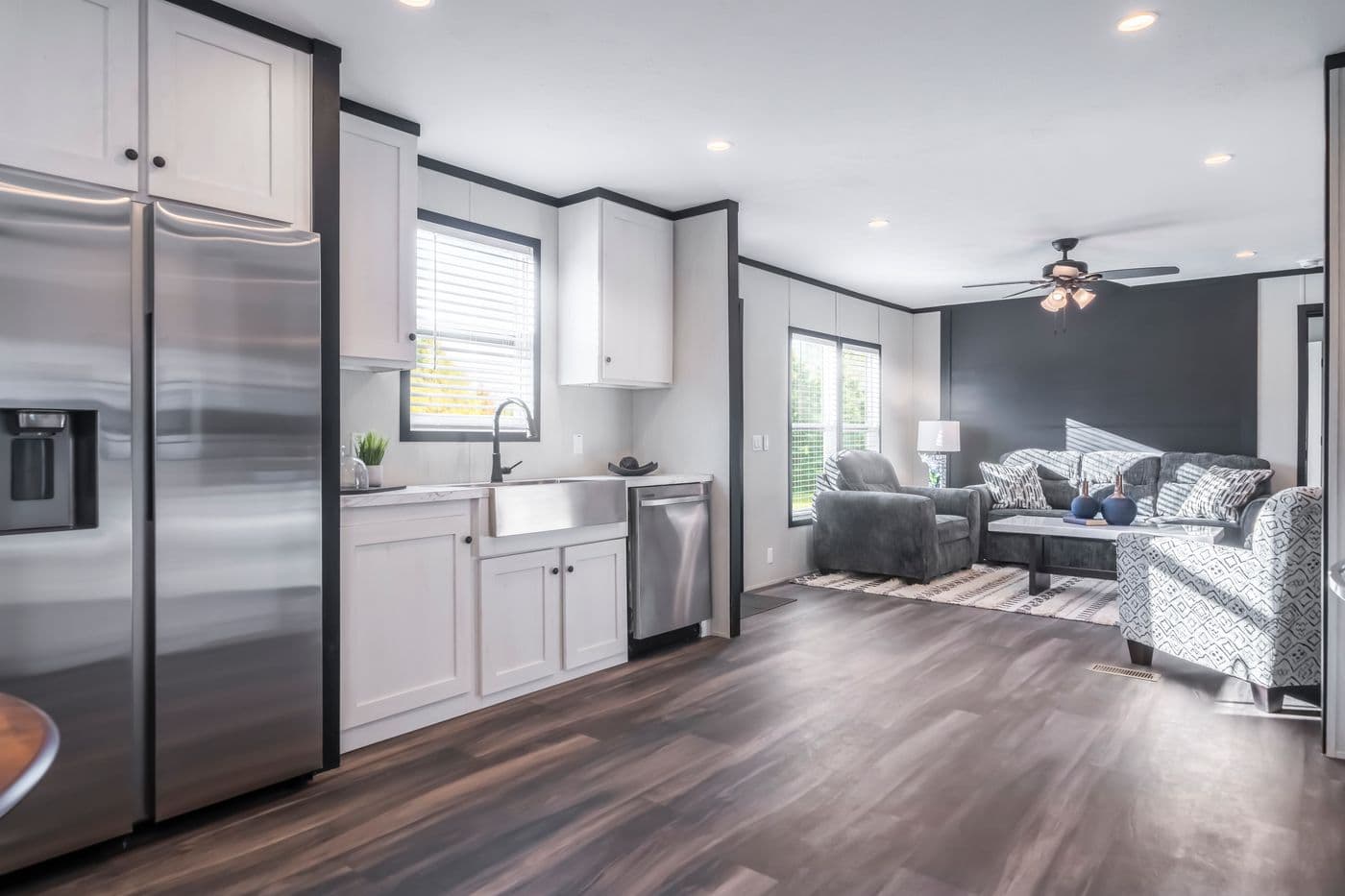 The LIL SOUTHERN CHARM Kitchen. This Manufactured Mobile Home features 3 bedrooms and 2 baths.