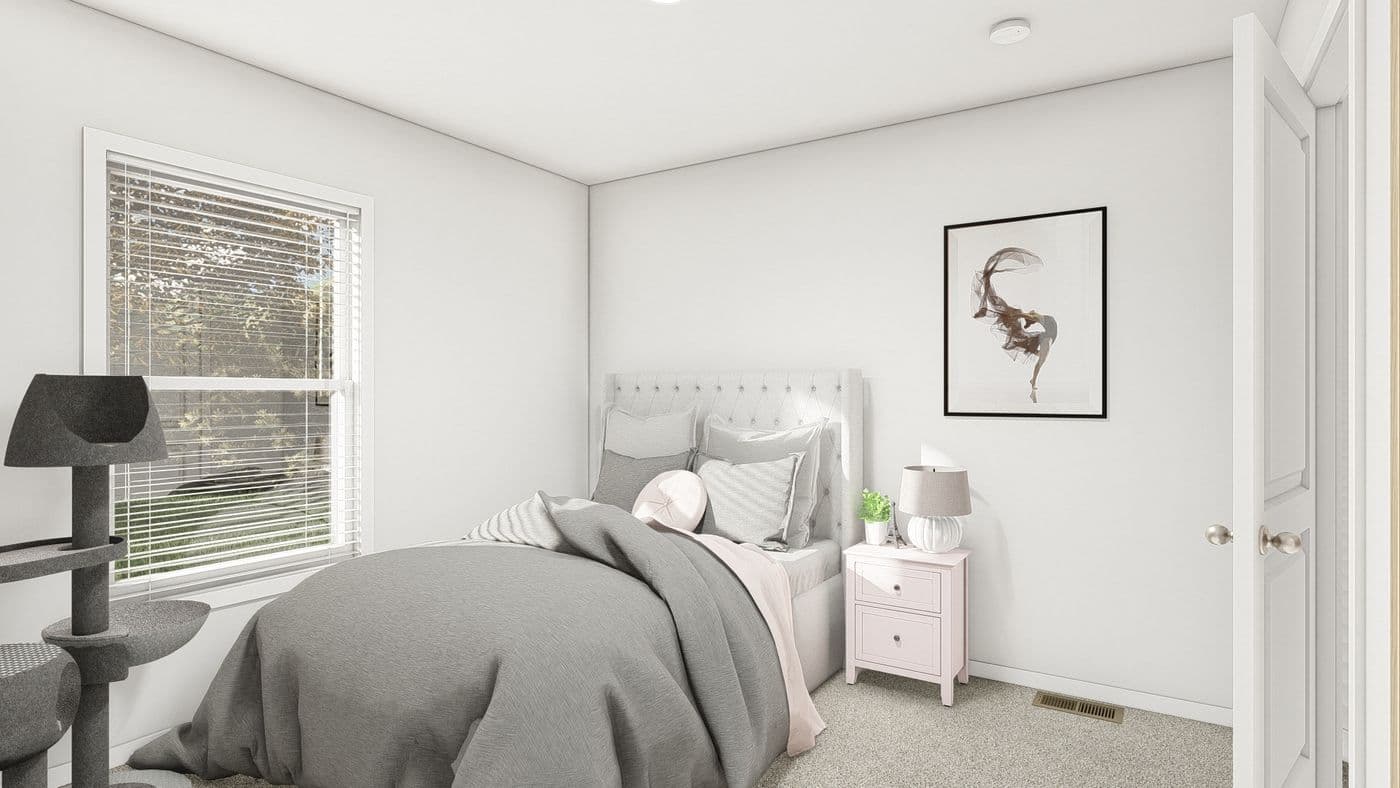 The ING681F EUCALYPTUS GW Bedroom. This Manufactured Mobile Home features 3 bedrooms and 2 baths.