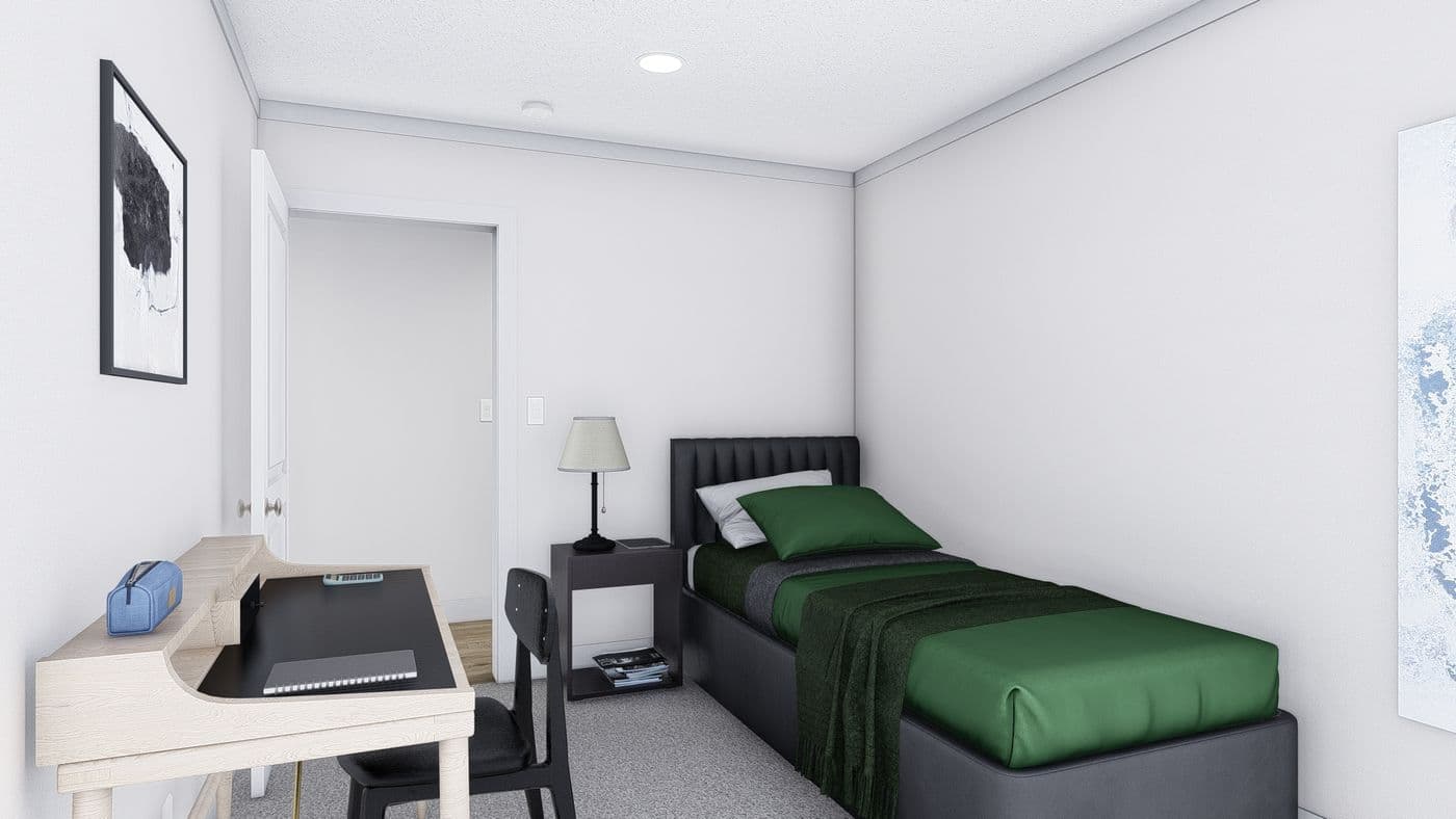 The JOHNNY B GOODE Bedroom. This Manufactured Mobile Home features 3 bedrooms and 2 baths.
