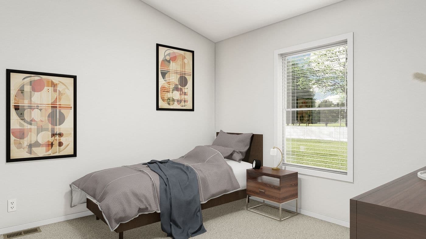 The QL604K CLAYTON Bedroom. This Manufactured Mobile Home features 4 bedrooms and 2 baths.