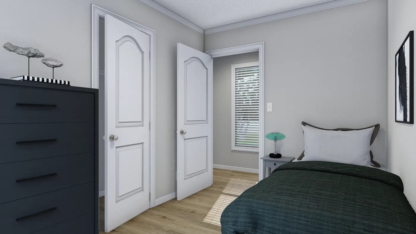 The THE WAVERLY Bedroom. This Manufactured Mobile Home features 3 bedrooms and 2 baths.