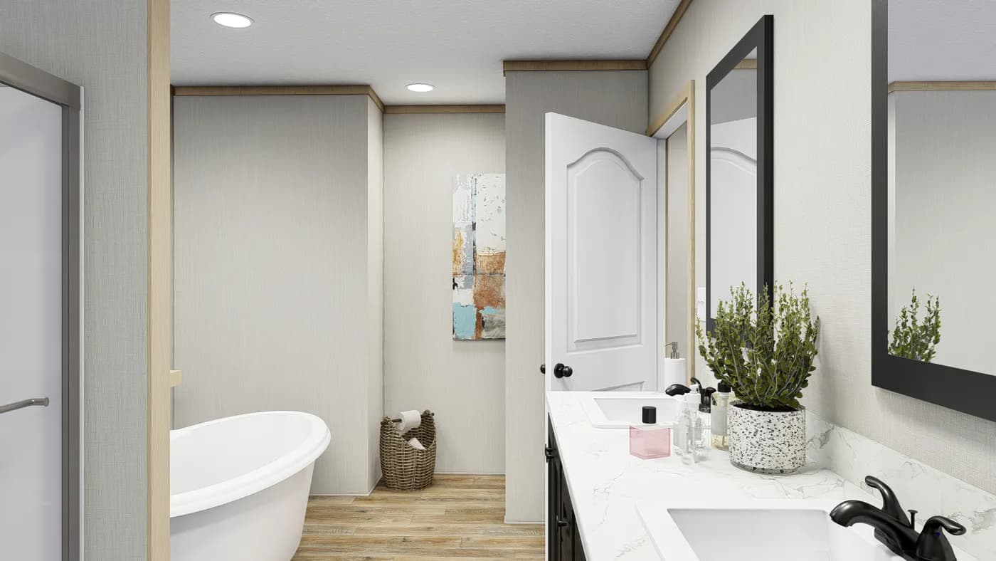 The RICHMOND Primary Bathroom. This Manufactured Mobile Home features 3 bedrooms and 2 baths.