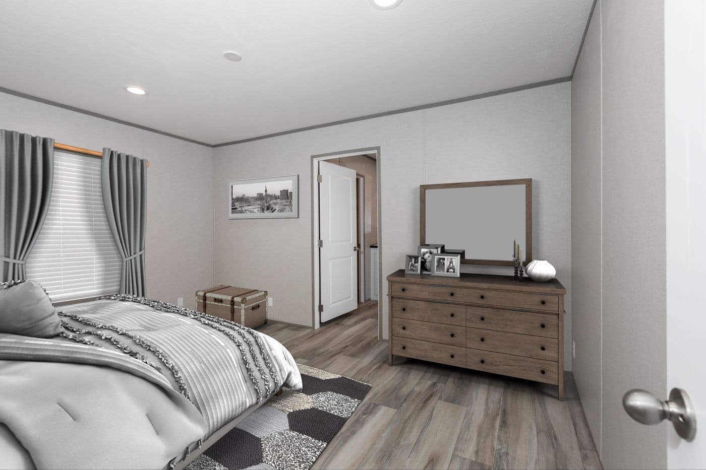The THE PANTRY HOUSE Primary Bedroom. This Manufactured Mobile Home features 3 bedrooms and 2 baths.