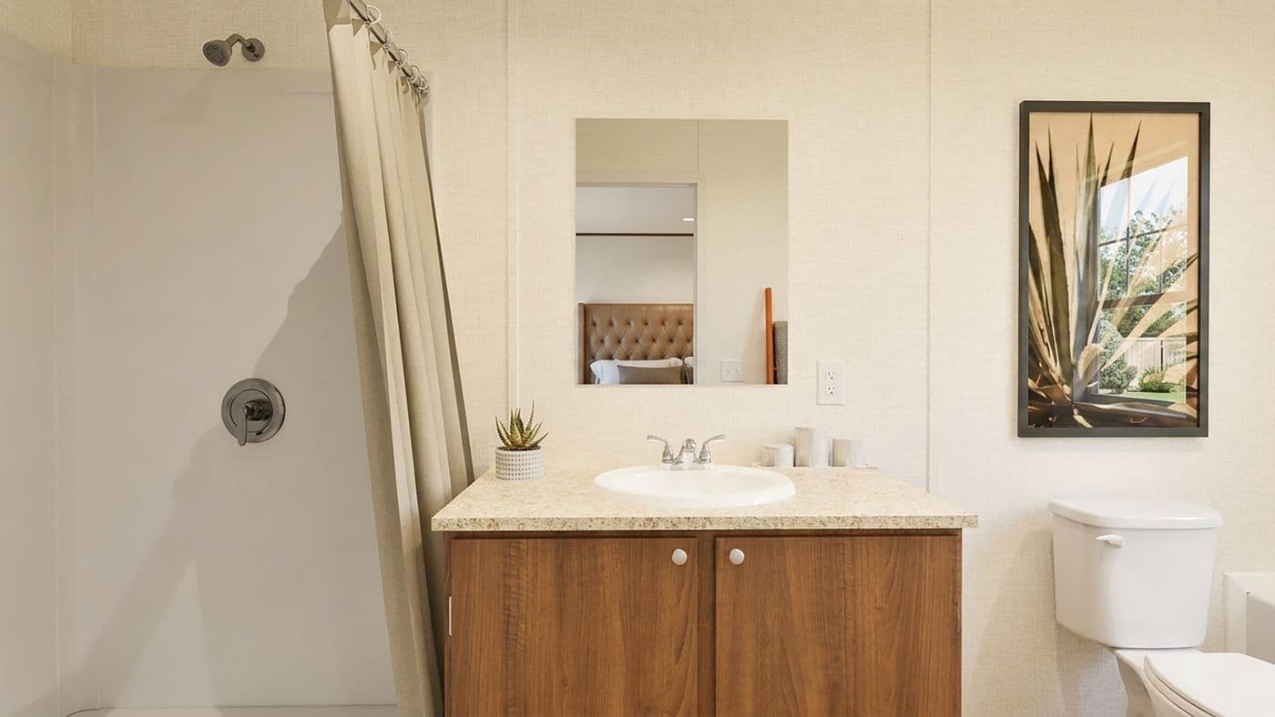 The ASPEN Primary Bathroom. This Manufactured Mobile Home features 3 bedrooms and 2 baths.