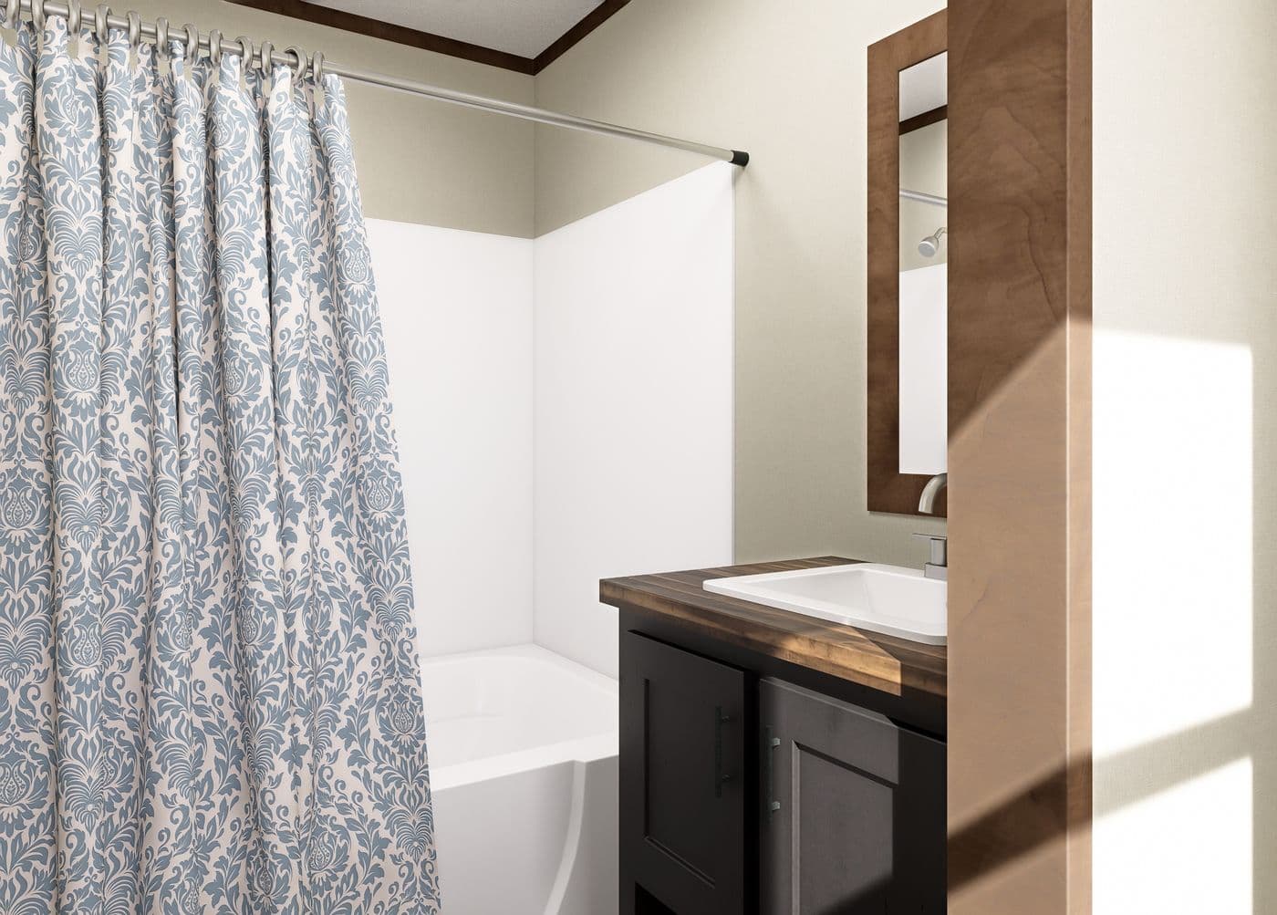 The LEWIS Guest Bathroom. This Manufactured Mobile Home features 2 bedrooms and 2 baths.