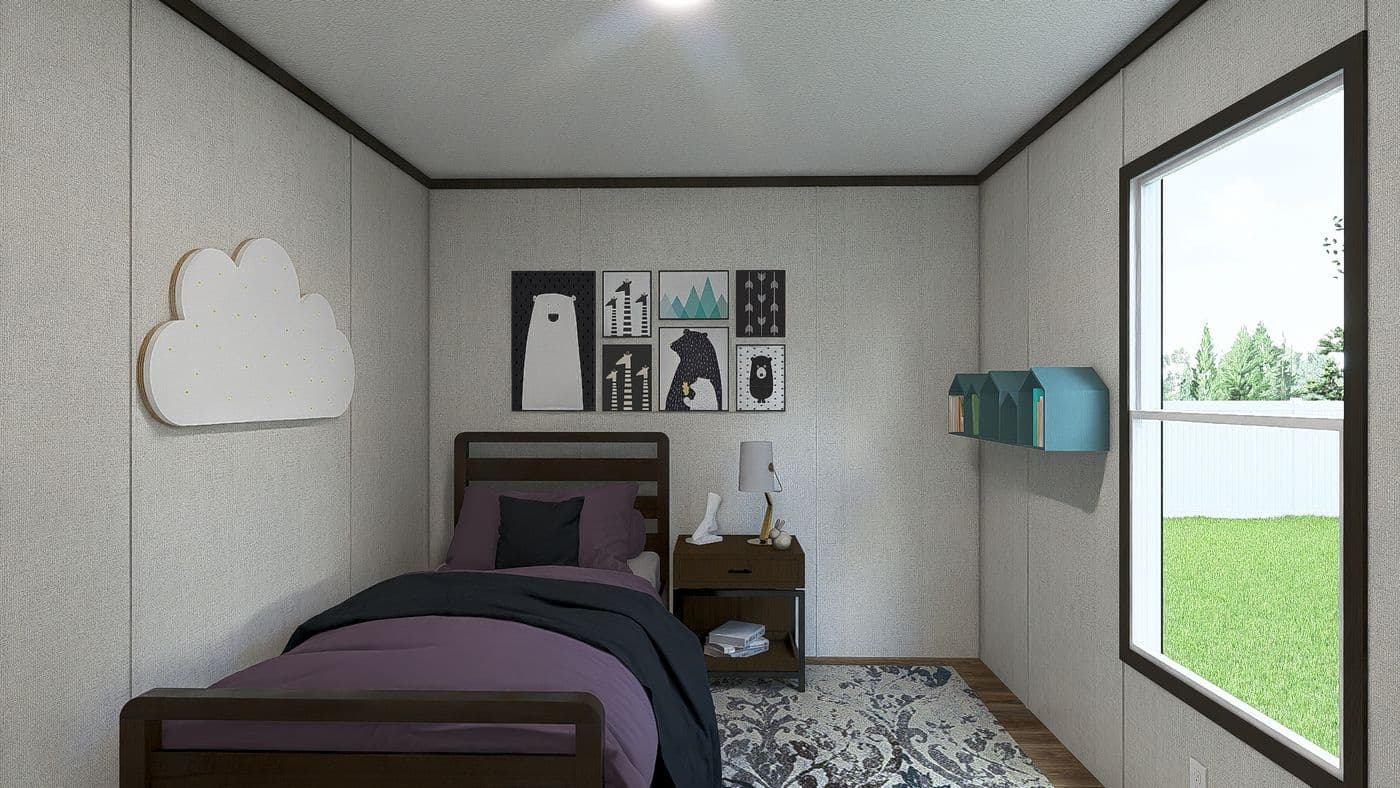 The OCCASION Guest Bedroom. This Manufactured Mobile Home features 4 bedrooms and 2 baths.