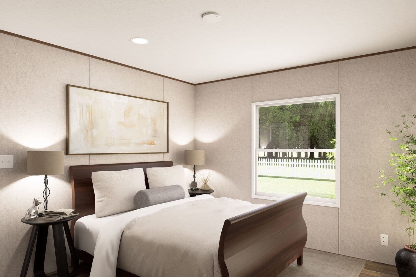 The HICKORY Primary Bedroom. This Manufactured Mobile Home features 3 bedrooms and 2 baths.