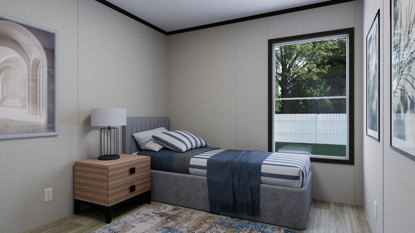 The SPARK Bedroom. This Manufactured Mobile Home features 3 bedrooms and 2 baths.