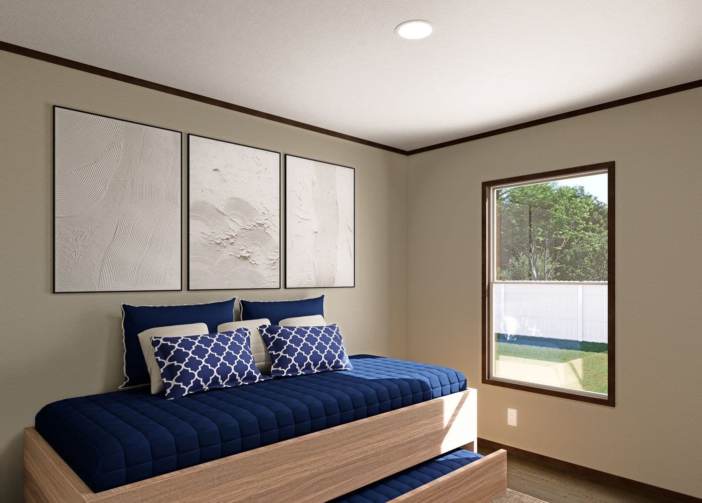 The MAGELLAN Bedroom. This Manufactured Mobile Home features 3 bedrooms and 2 baths.
