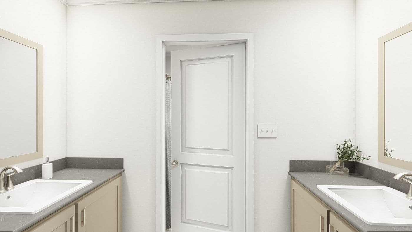 The DRM601F 60' DREAM Guest Bathroom. This Manufactured Mobile Home features 4 bedrooms and 2 baths.