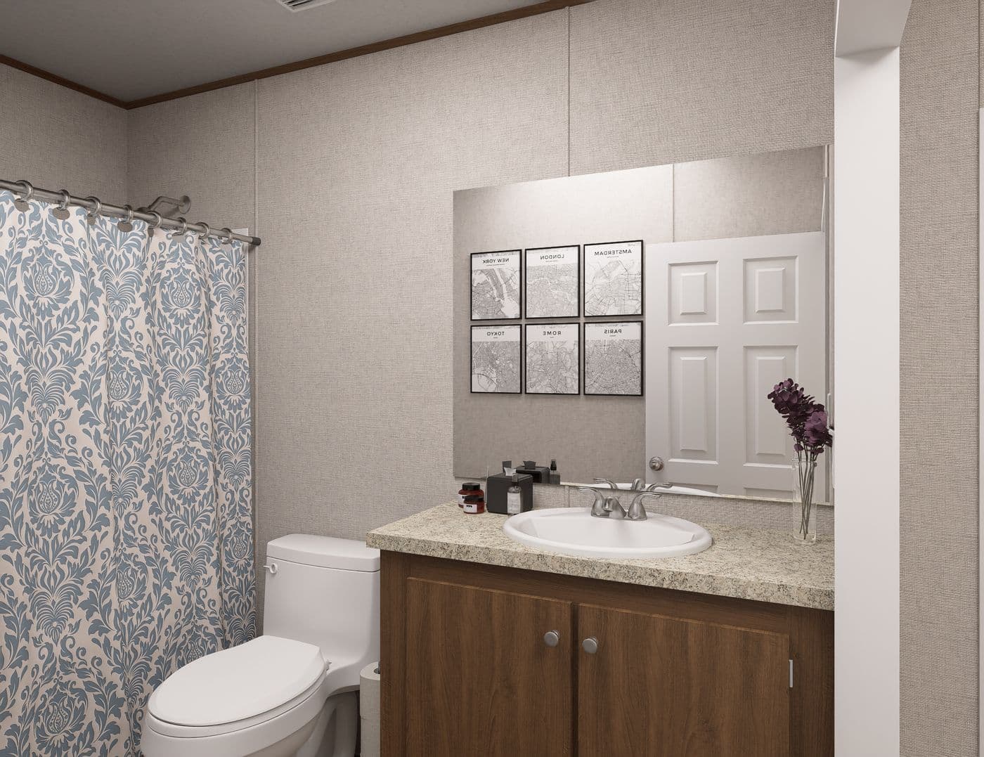 The ELM Primary Bathroom. This Manufactured Mobile Home features 2 bedrooms and 1 bath.