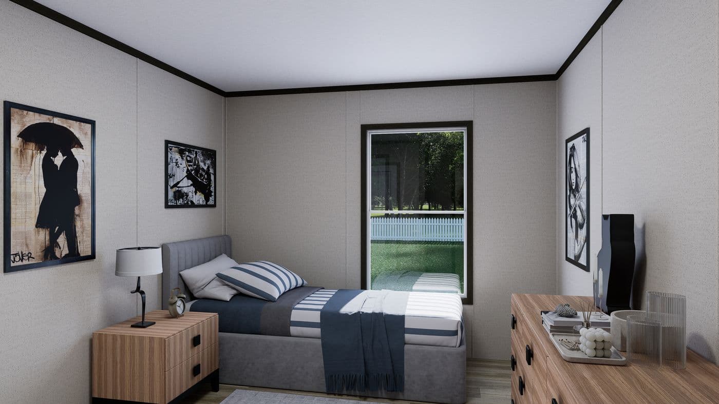 The VENTURE Bedroom. This Manufactured Mobile Home features 4 bedrooms and 2 baths.