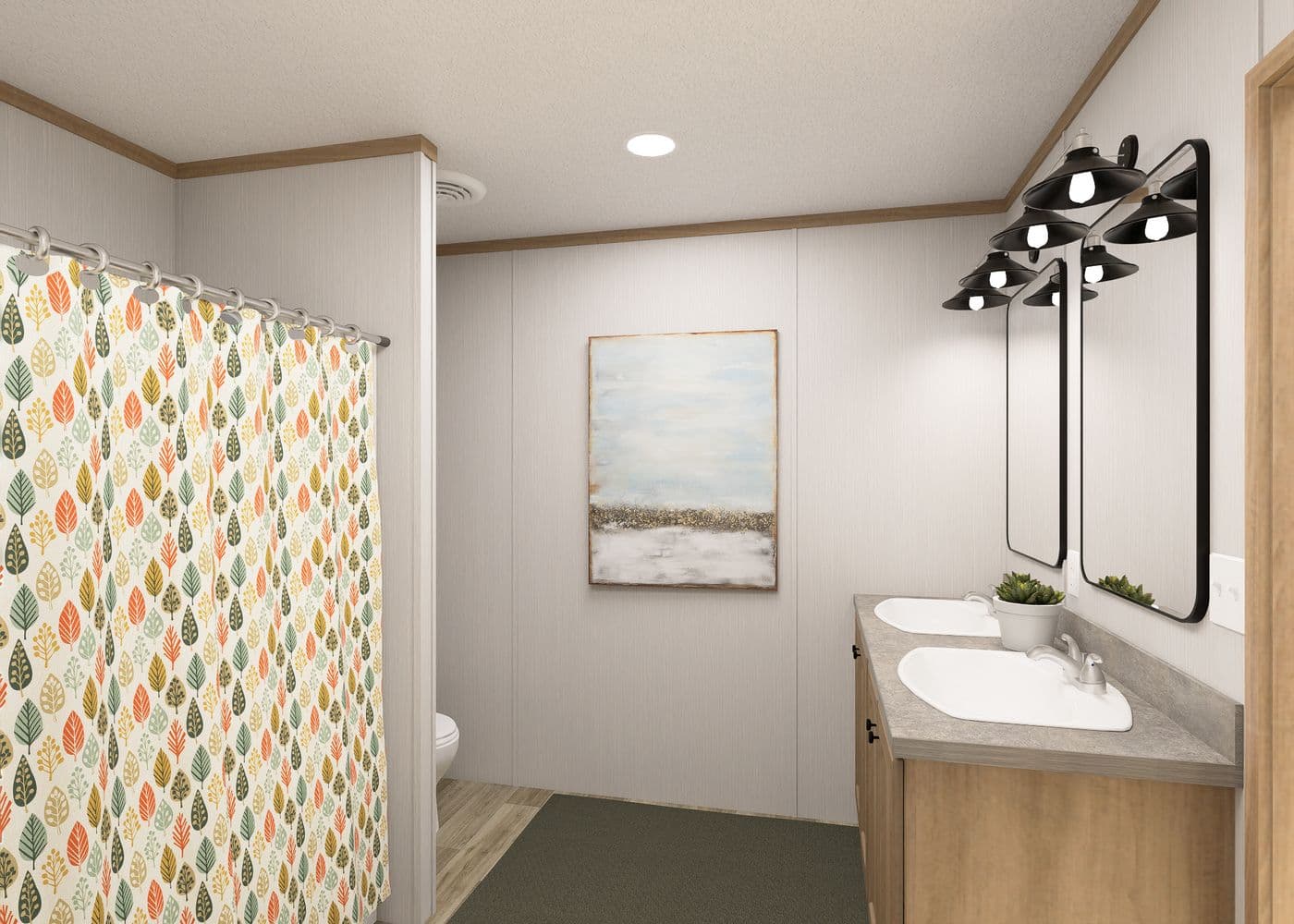 The THE RESERVE 76 Guest Bathroom. This Manufactured Mobile Home features 4 bedrooms and 2 baths.